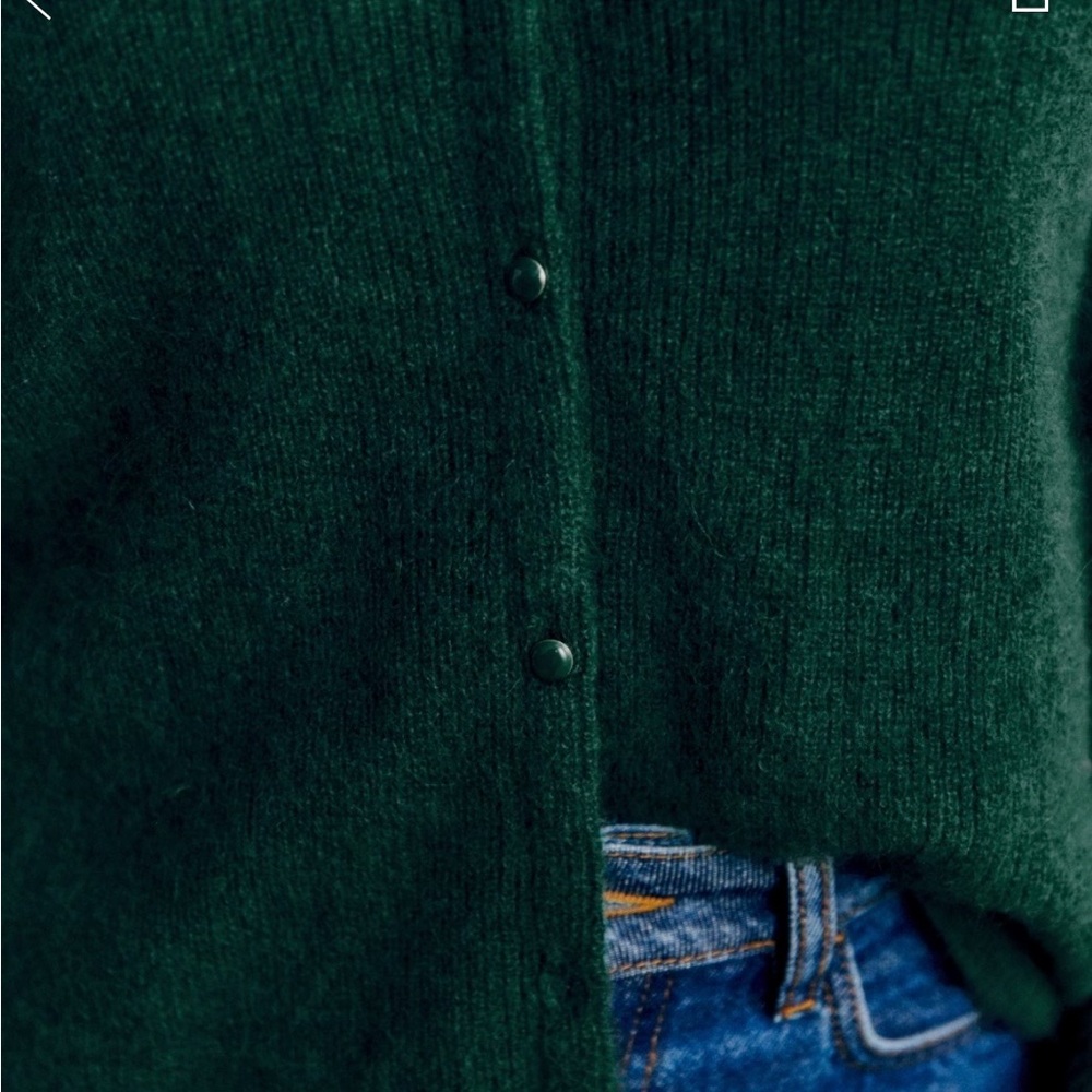 Sezane Deep Forest Green V-Neck Button Cardigan - Picture 3 of 10